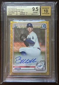 2020 Bowman Chrome BOBBY MILLER Gold Wave Refractor Auto 03/50 BGS9.5/10 Dodgers