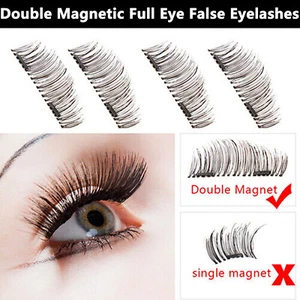 4Pcs Double Magnetic False Eyelashes Reusable 3D Natural Eye Lashes Extension - Picture 1 of 11