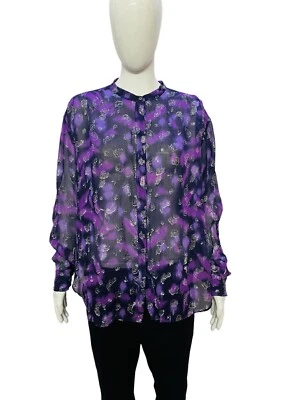 Isabel Marant Women's Abstract Printed Lurex Silk Blouse Tunic Top Size L 40 - Image 1 of 4