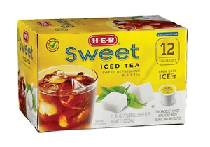 (1) Scatola HEB K-Cup Cialde Tè Ghiacciato Dolce 12/Box Keurig 2.0 H-E-B Texas - Foto 1 di 3