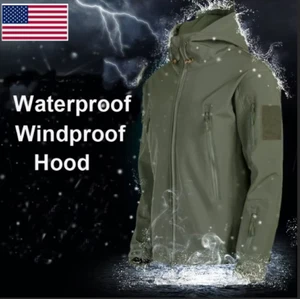 Militär Herren Jacke Mantel Arbeit Wasserdicht Taktisch Softshell Windbreaker Kapuze - Bild 1 von 28