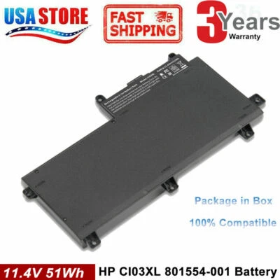 CI03 CI03XL Battery for HP ProBook 640 645 650 G2 HSTNN-UB6Q 801554-001 51Wh - Image 1 of 4