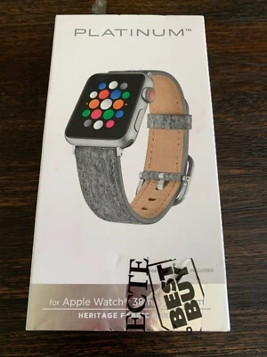 Platinum Fabric Watch Strap for Apple Watch 38mm / 40mm Light Gray OPEN BOX NEW! - Image 1 of 4