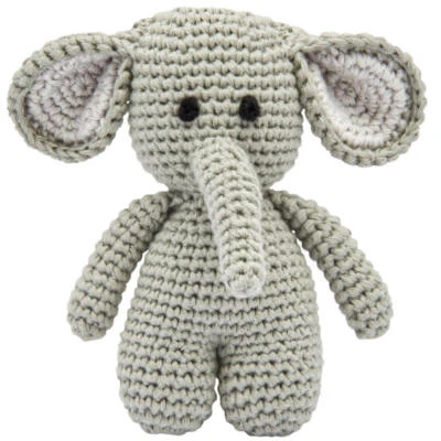 MINIHELD Handgestrickter Elefant gehäkelt aus Baumwolle Spielzeug 15 cm