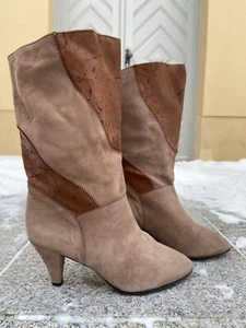 Anita Stiefel Beige Braun Leder 80er True Vintage 80s boots leather brown - Bild 1 von 12