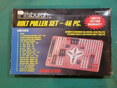 Juego de extractores de pernos Pittsburgh modelo 37824 - 46 piezas - extractores de engranajes, ruedas, manivela Foto 1 de 4