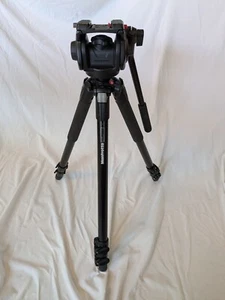 Manfrotto 055XB Black Tripod with Manfrotto 501HDV Video Fluid Head with Case - Picture 1 of 12