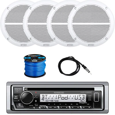 Kenwood 1-DIN Bluetooth Marine CD Receiver, 4x 6.5" 90W 2-Way Full Range Speaker - Image 1 of 4