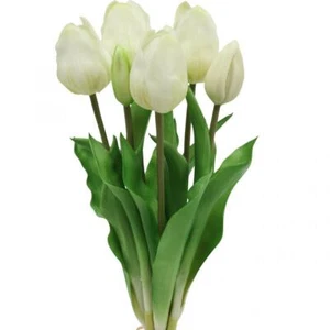 Künstliche Tulpen Weiß Creme 38cm 7er Set Real Touch Deko - Bild 1 von 4