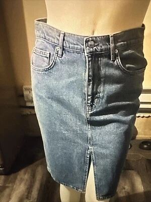 Falda vaquera de tiro alto Derek Lam 10 Crosby con abertura delantera y trasera. Talla 28. Foto 1 de 4