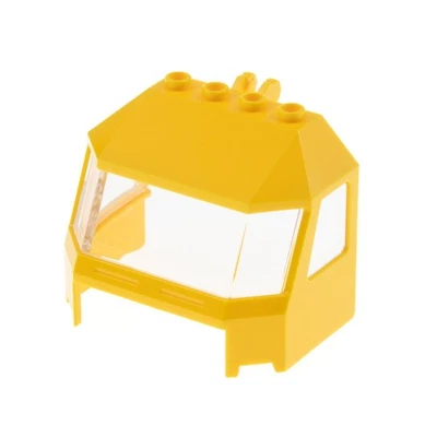 1x LEGO Driver's Cabin Window 4x6x4 Yellow Disc Transparent White Cabin 45406c03 - Image 1 of 2