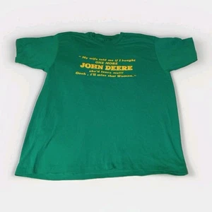 Vintage 80s 90s Made In USA John Deere Funny Shirt XL Tractor Green T Shirt - Picture 1 of 7