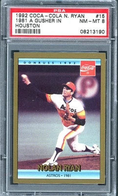 Coca Cola 1992 Nolan Ryan #15 1981 A Gusher en Houston PSA 8 Foto 1 de 2