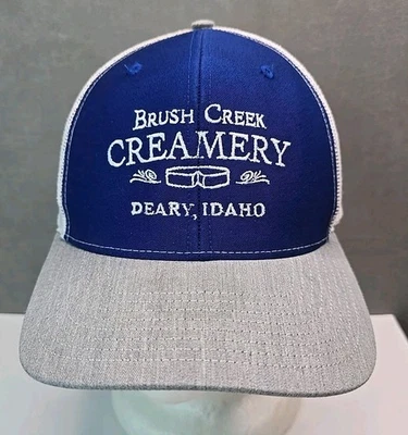 Sombrero Brush Creek Creamery Deary Idaho Malla Espalda Snapback Azul Gris Blanco Gorra Foto 1 de 4