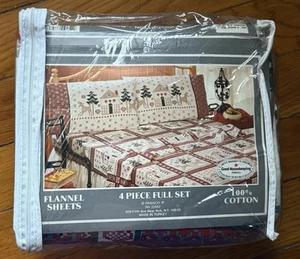 NEW FRANCO Winter Wonder Reindeer Snowflake Flannel Sheet Set Red Green Cotton - Picture 1 of 7