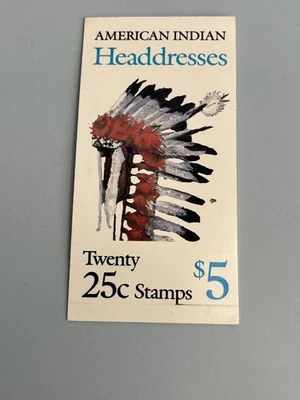 American Indian Headdresses 25c Book of 20 US 2501-2505 MNH 1990 Unopened Mint - Image 1 of 4
