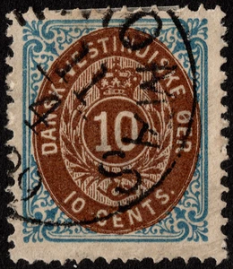 Danish West Indies Stamp Scott # 10c Used F-VF with St Thomas Town Cancel Nice! - Picture 1 of 1