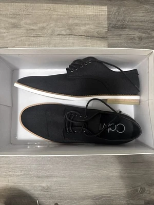 CALVIN KLEIN 男式花边牛休闲正装鞋黑色 ATLEE 弹道尼龙 11 码 — 第 1/4 张图片