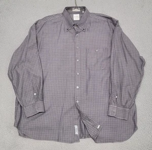 Saks Fifth Avenue Shirt Mens 2XL Gray Herringbone Stripe Button Down Made in USA - Picture 1 of 10