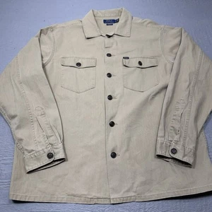 Polo Ralph Lauren Shirt Mens XL Beige Twill Classic Herringbone Shacket Cotton - Picture 1 of 12