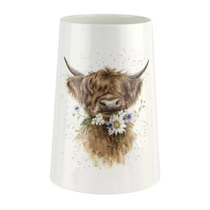 Wrendale Flowers Vase Daisy Coo Cow Porcelain from Royal Worcester Height 20cm - Picture 1 of 6