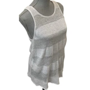 Eileen Fisher Women’s Size P S White Shadow Stripe Linen Knit Sweater Tank Top - Picture 1 of 8