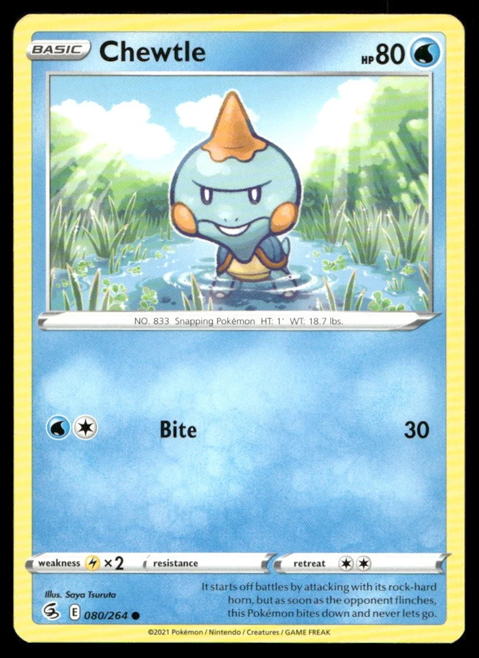 Chewtle Common SWSH08: Fusion Strike 080/264 NM - Image 1 of 1