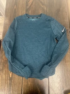 Nike Women's Sphere Element Running Long Sleeve Shirt Blue Sz Medium Thumb Cuffs - Picture 1 of 12