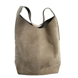 Banana Republic Vida Suede Leather Tote Shoulder Bag Taupe Brown Italian Leather - Picture 1 of 18
