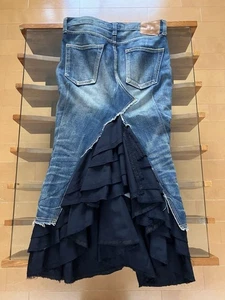 JUNYA WATANABJunya Watanabe Comme des Garçons Ruffled Mermaid Denim Maxi Skirt S - Picture 1 of 24