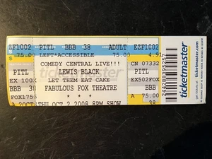 UNUSED FULL SEASON TICKET LEWIS BLACK AT THE FOX OCTOBER 2, 2008 ATLANTA - Picture 1 of 2
