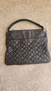 Marc Jacobs Quilted Leather Shoulder Bag Handbag Black Genuine Large - Picture 1 of 20