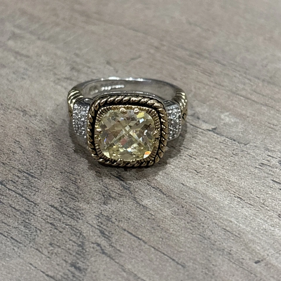 Lia Sophia Lemon Chiffon Ring Size 8 Gold Silver Two Tone CZ Yellow - Image 1 of 4