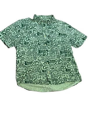 Abercrombie & Fitch Men’s Green Tropical Print Shirt L Cotton Button Down Resort - Image 1 of 4