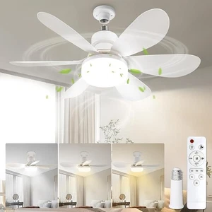 Breeze Socket Fan Light with Remote,Portable Small Ceiling Fans with Lights Bulb - Picture 1 of 5