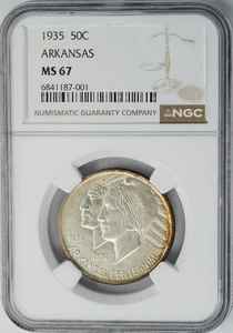 1935 Arkansas Half 50c MS67 NGC 950476-4 - Picture 1 of 5