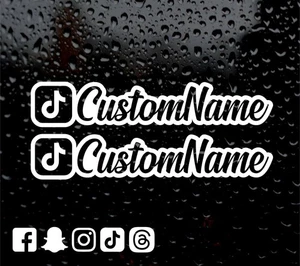 2 X TIKTOK SOCIAL MEDIA PERSONALISED BUBBLE FONT NEW LOGO VINYL STICKER - Picture 1 of 5