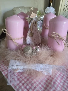 Adventskranz in rosa Komplett - Bild 1 von 3