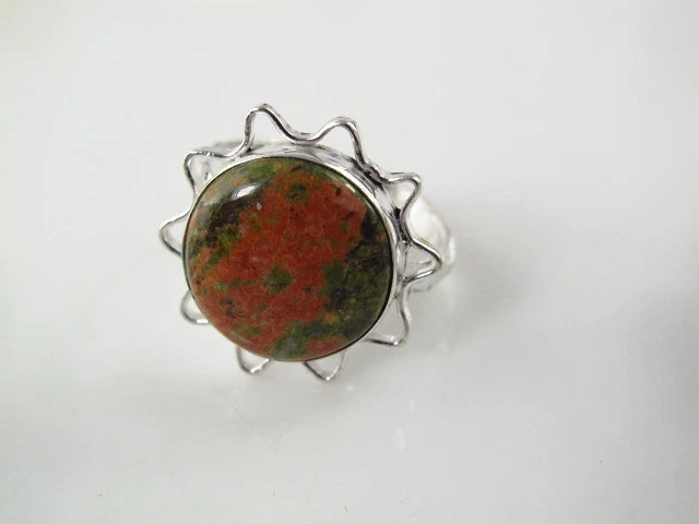Llamativo Anillo de Plata Solitario Unakita Genuino Talla 9.75 UNAR95 Foto 1 de 1