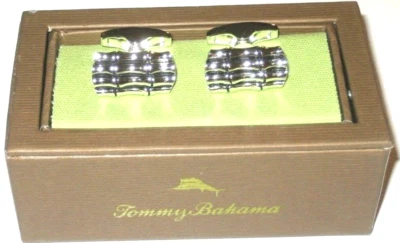 Gemelos clásicos de latón plateado inspirados en bambú Tommy Bahama para hombre envío gratuito nuevos en caja Foto 1 de 2