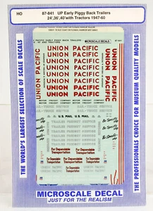 MICROSCALE HO SCALE 87-841 UP EARLY PIGGY BACK TRAILERS DECAL 1947-60 - Picture 1 of 1