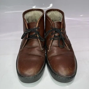 Bates Floaters Mens 8 M Brown Leather Shearling Lace Up Ankle Chukka Boots - Picture 1 of 9