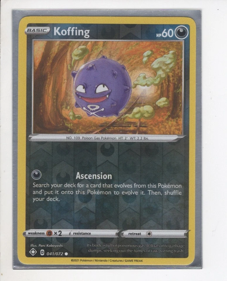 KOFFING SHINING FATES SET REVERSE-HOLO FOIL POKEMON CARD 041/072 NM/M - Image 1 of 1