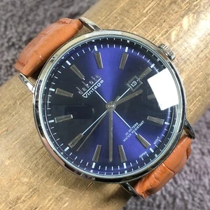 Vintage Dakota Men Casual Date Alloy Case Leather Quartz Analog  Watch 7 1/4" - Picture 1 of 13