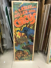 VINTAGE AL G KELLY AND MILLER BROS. CIRCUS POSTER 14" BY 41" JUNGLE SCENE