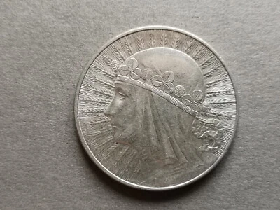 Polonia, moneda de plata 10 Zlotych, Reina Jadwiga, 1932 Foto 1 de 3