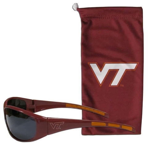 Virginia Tech Hokies NCAA Sunglasses and Microfiber Bag Set FREE SHIP Cover