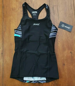 ZOOT Womens Small Performance Tri Top Racerback Black Waves Triathlon Shirt S - Picture 1 of 7