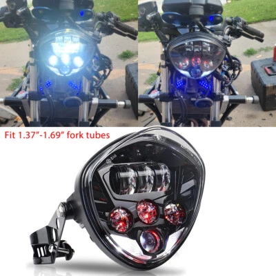 Faro LED de 7" haz alto/bajo DRL + soporte de 1,69" para Kawasaki Ninja 400 500 650 Foto 1 de 4