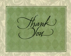 Biglietto di auguri Thank You classico tema verde marmo Hallmark - Foto 1 di 3